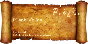 Plank Örs névjegykártya